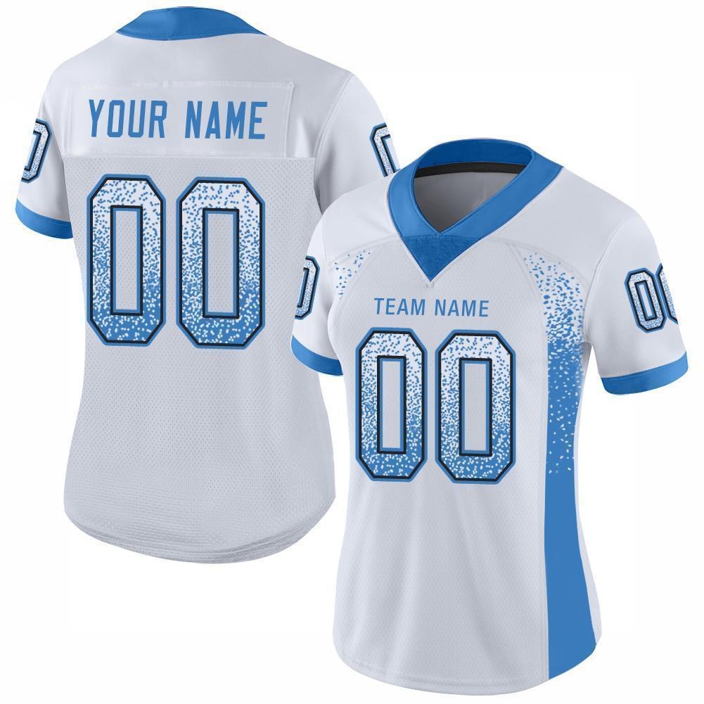 custom white powder blue black mesh drift fashion football jersey detroitk0133