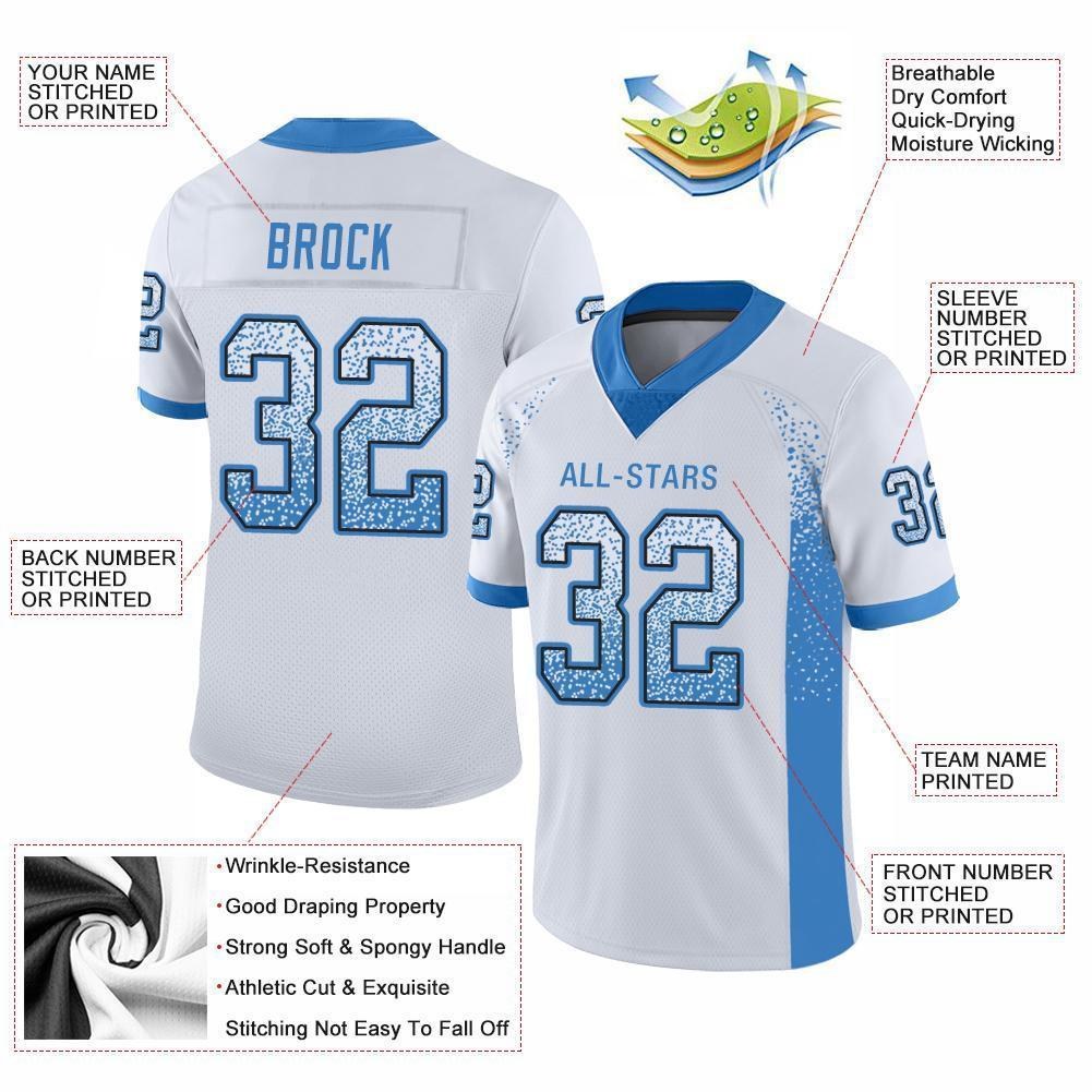Custom White Powder Blue-Black Drift Fashion Football Jersey photo 2