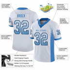 Custom White Powder Blue-Black Drift Fashion Football Jersey photo 2