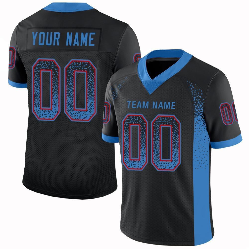 Custom Black Powder Blue-Red Drift Fashion Football Jersey photo 1