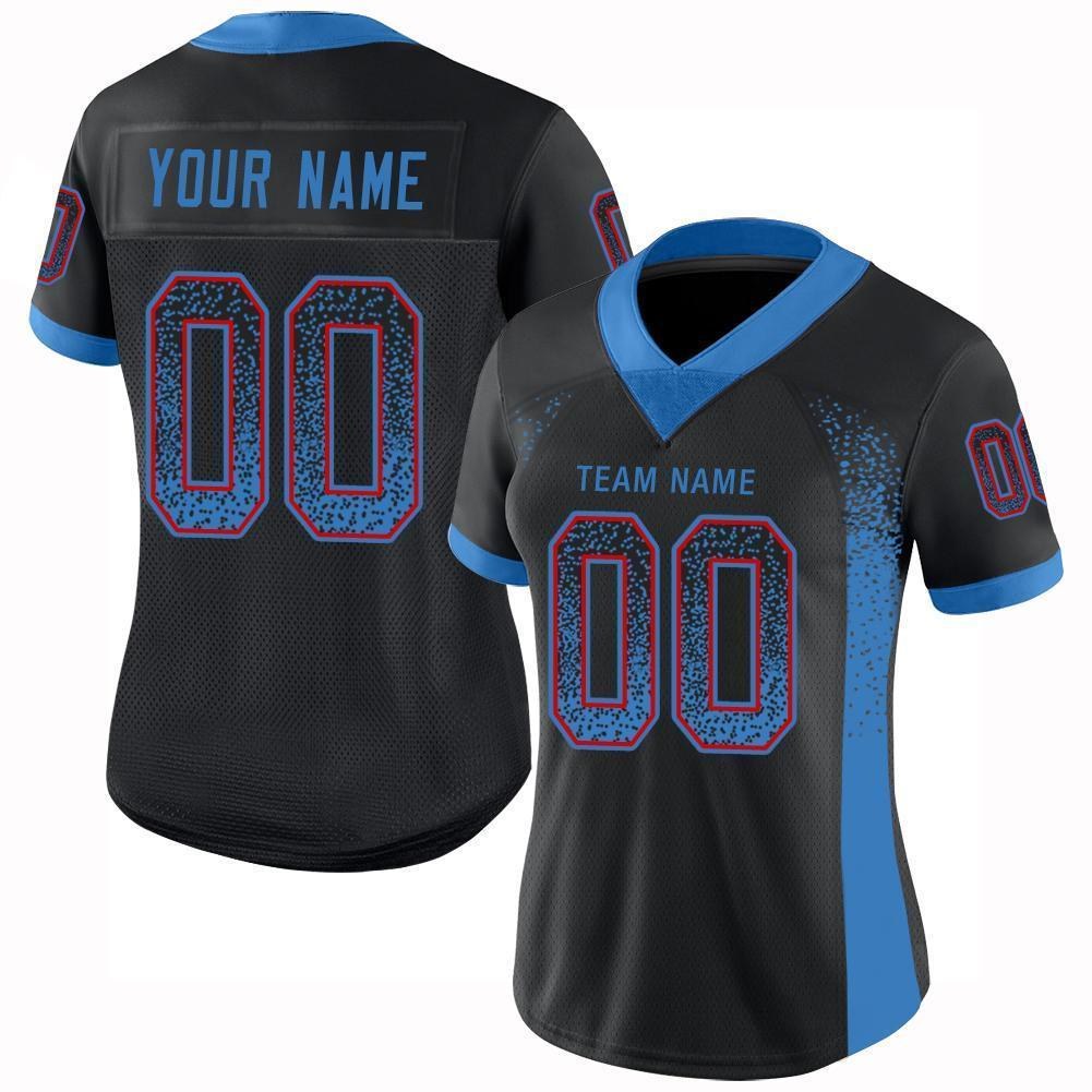 Custom Black Powder Blue-Red Drift Fashion Football Jersey photo 2