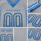 Custom Light Gray Powder Blue-Black Drift Fashion Football Jersey detail