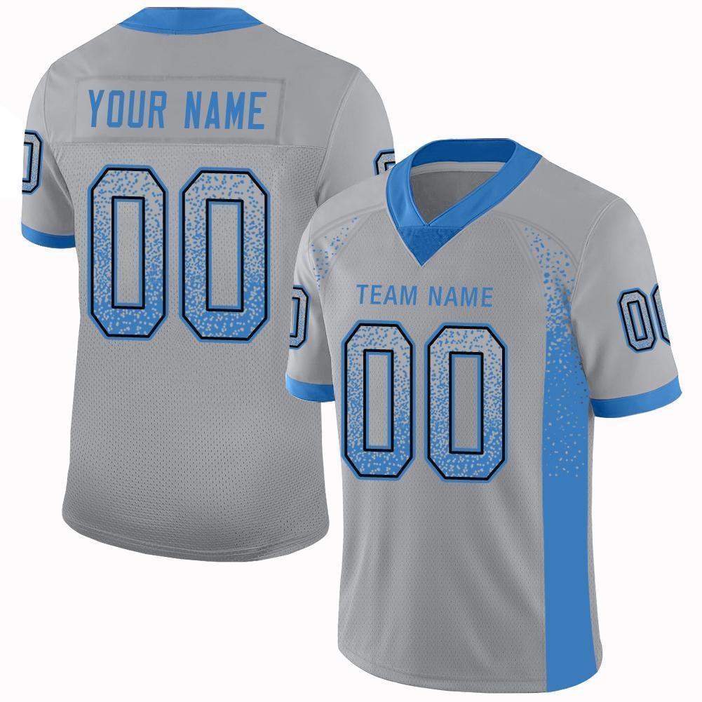 Custom Light Gray Powder Blue-Black Drift Fashion Football Jersey photo 1