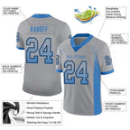 Custom Light Gray Powder Blue-Black Drift Fashion Football Jersey photo 2