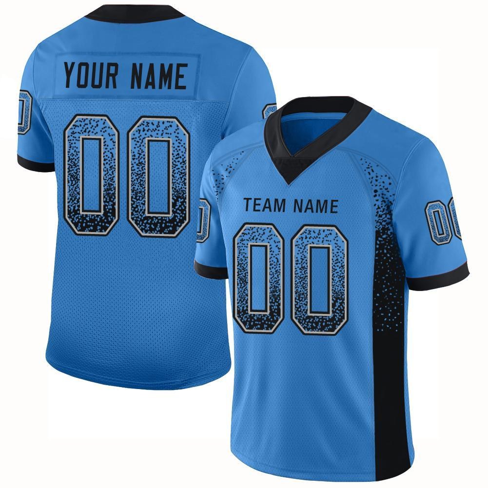 Custom Powder Blue Black-Gray Drift Fashion Football Jersey photo 1