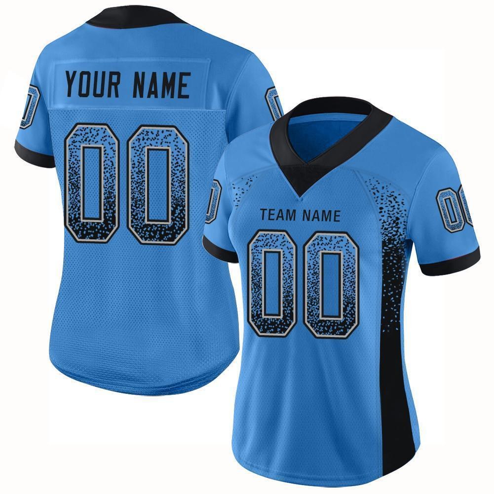 Custom Powder Blue Black-Gray Drift Fashion Football Jersey photo 2