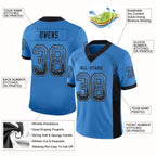 Custom Powder Blue Black-Gray Drift Fashion Football Jersey photo 3