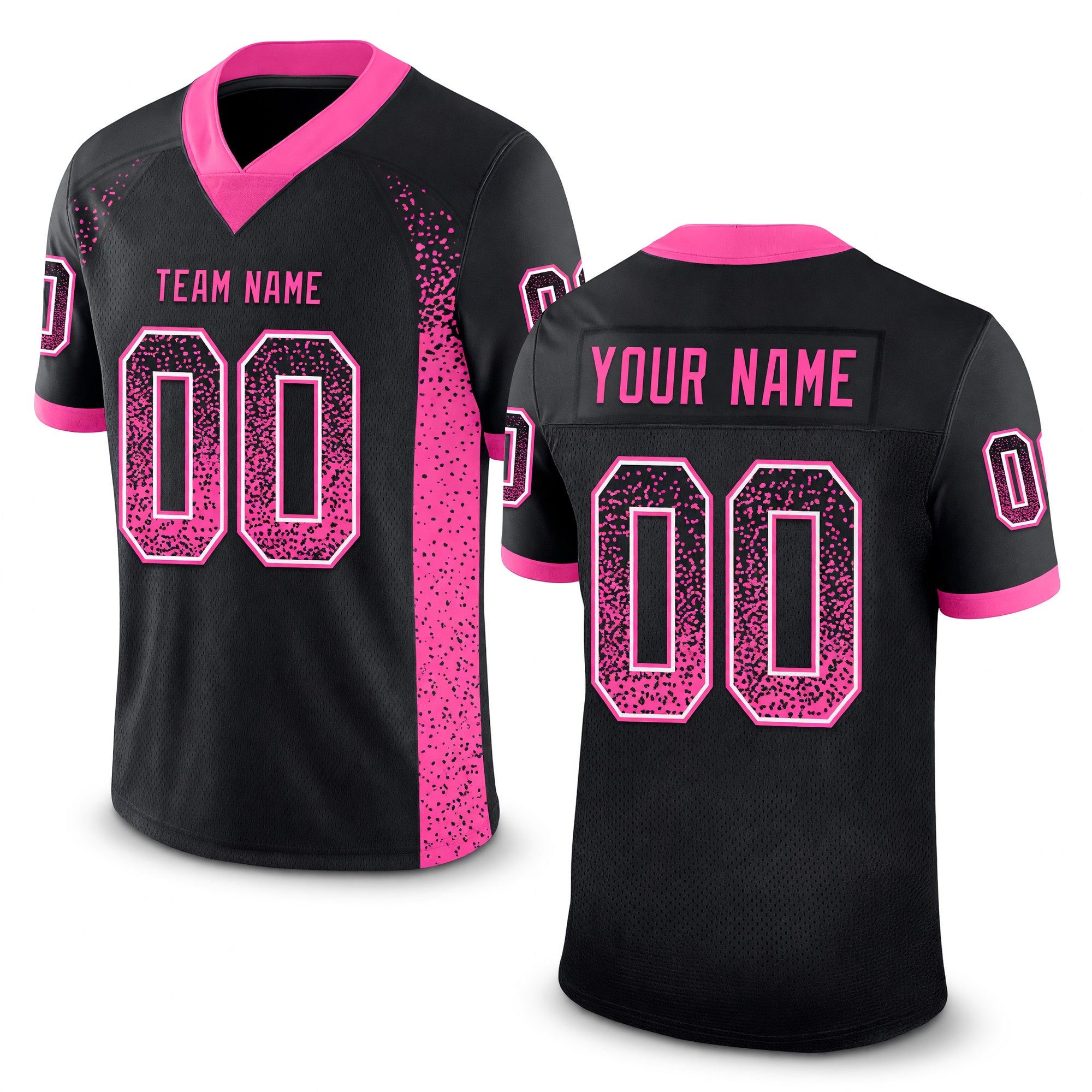 Custom Black Pink-White Drift Fashion Football Jersey