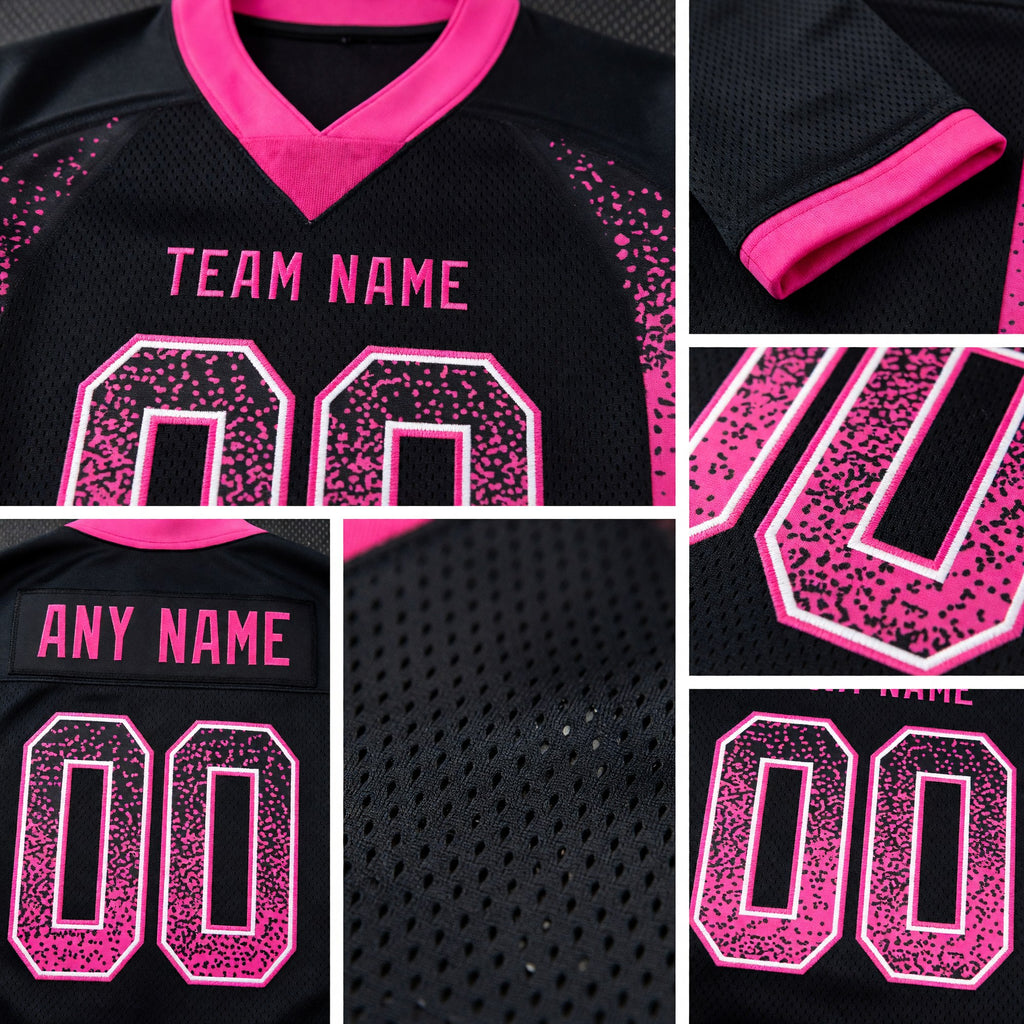 Custom Black Pink-White Drift Fashion Football Jersey detail