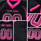Custom Black Pink-White Drift Fashion Football Jersey detail