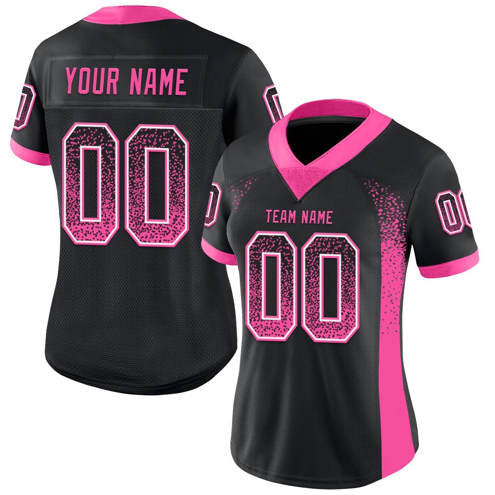 Custom Black Pink-White Drift Fashion Football Jersey photo 2