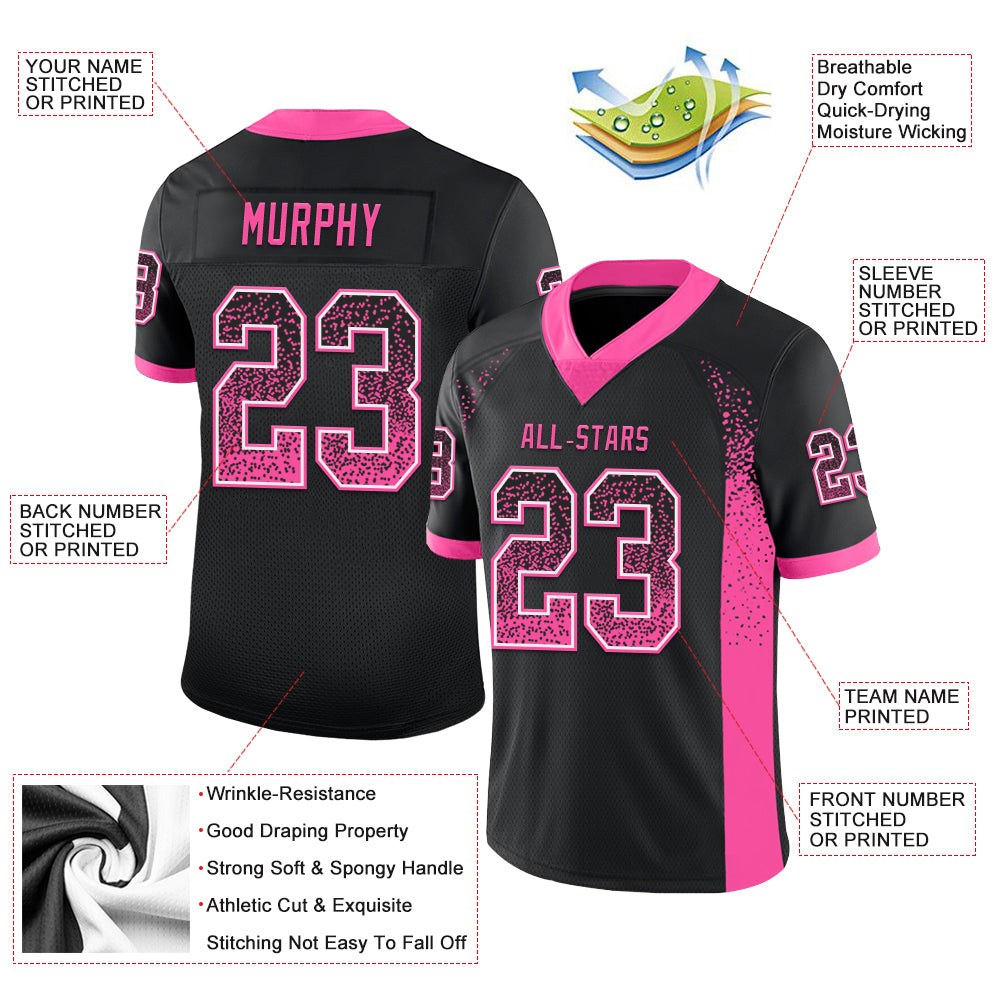 Custom Black Pink-White Drift Fashion Football Jersey photo 3