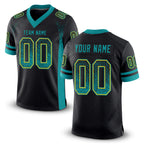 Custom Black Teal-Yellow Drift Fashion Football Jersey