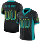 Custom Black Teal-Yellow Drift Fashion Football Jersey photo 1