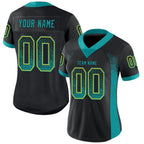 Custom Black Teal-Yellow Drift Fashion Football Jersey photo 2