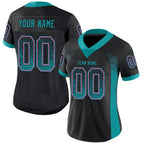 Custom Black Teal-Pink Drift Fashion Football Jersey photo 2