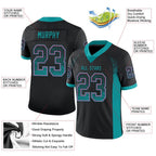 Custom Black Teal-Pink Drift Fashion Football Jersey photo 3