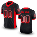 Custom Black Fire Red-White Drift Fashion Football Jersey