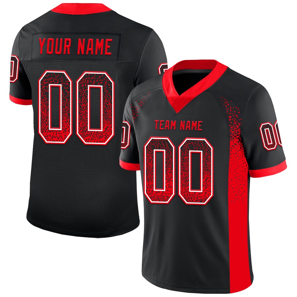 Custom Black Fire Red-White Drift Fashion Football Jersey photo 1