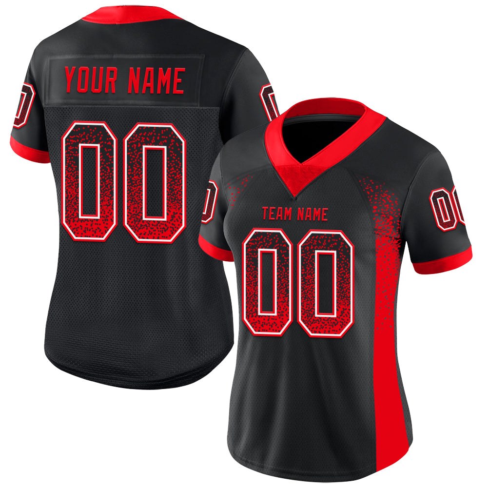 Custom Black Fire Red-White Drift Fashion Football Jersey photo 2