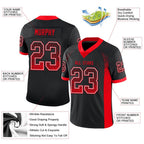 Custom Black Fire Red-White Drift Fashion Football Jersey photo 3