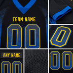 Custom Black Royal-Yellow Drift Fashion Football Jersey detail