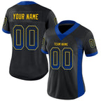 Custom Black Royal-Yellow Drift Fashion Football Jersey photo 2