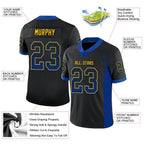 Custom Black Royal-Yellow Drift Fashion Football Jersey photo 3