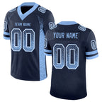Custom Navy Light Blue-White Drift Fashion Football Jersey