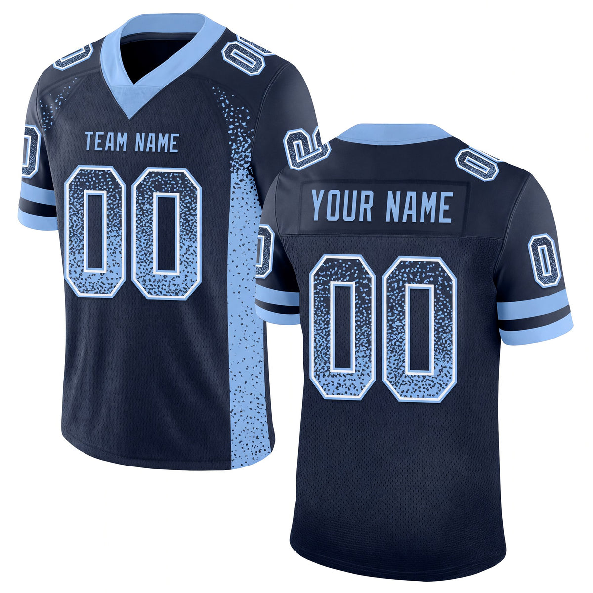 Custom Navy Light Blue-White Drift Fashion Football Jersey