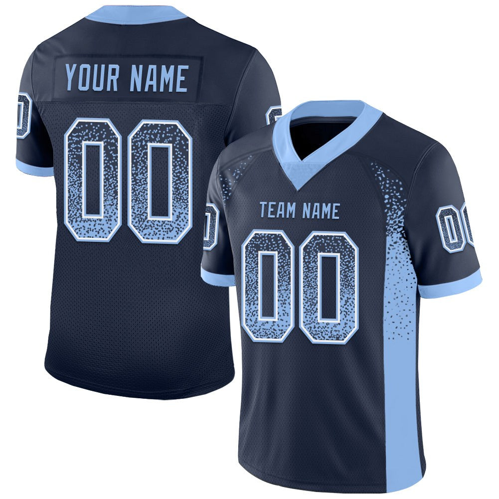 Custom Navy Light Blue-White Drift Fashion Football Jersey photo 1