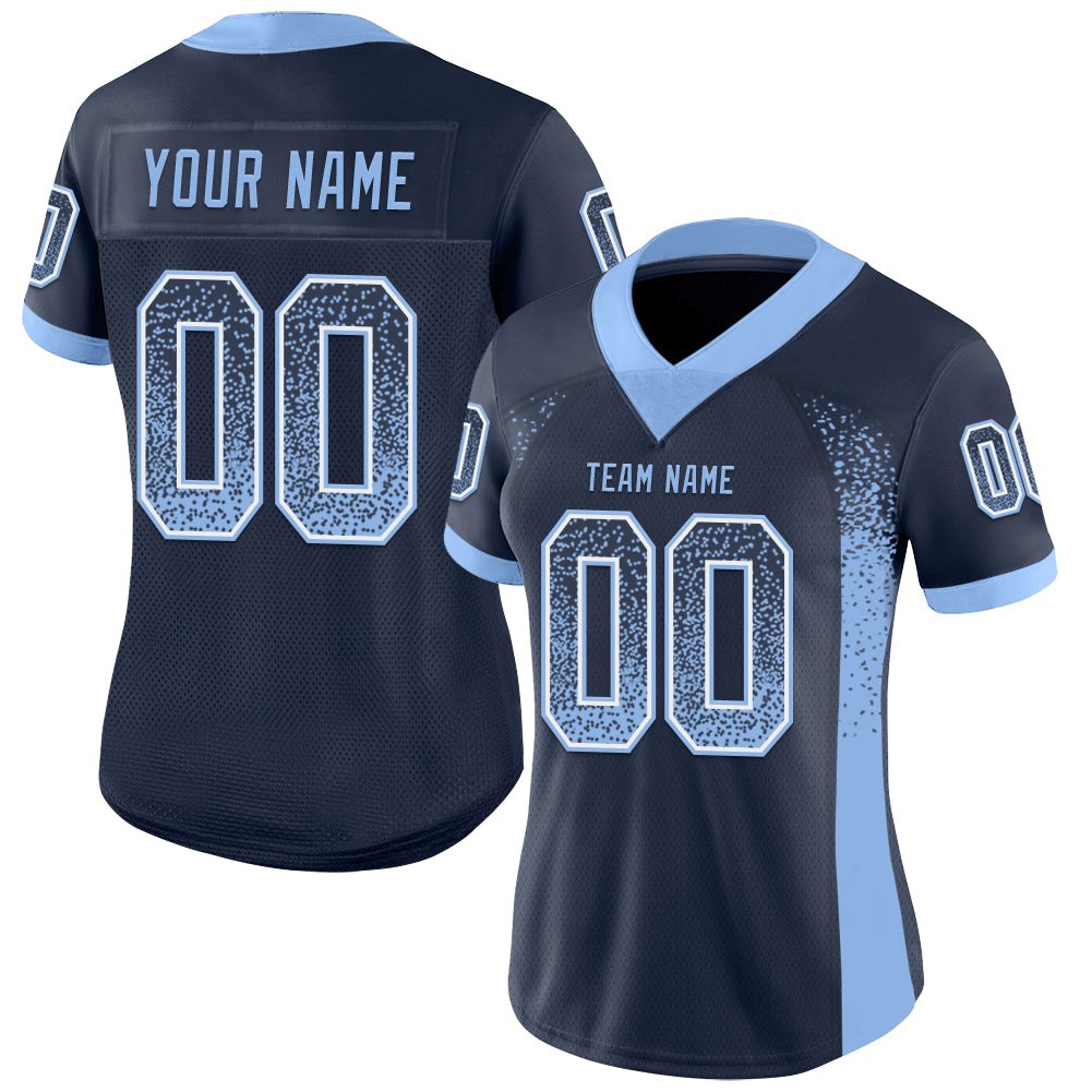 Custom Navy Light Blue-White Drift Fashion Football Jersey photo 2