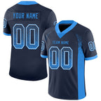 Custom Navy Powder Blue-White Drift Fashion Football Jersey photo 1