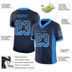 Custom Navy Powder Blue-White Drift Fashion Football Jersey photo 3