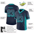 Custom Navy Teal-Gray Drift Fashion Football Jersey photo 3