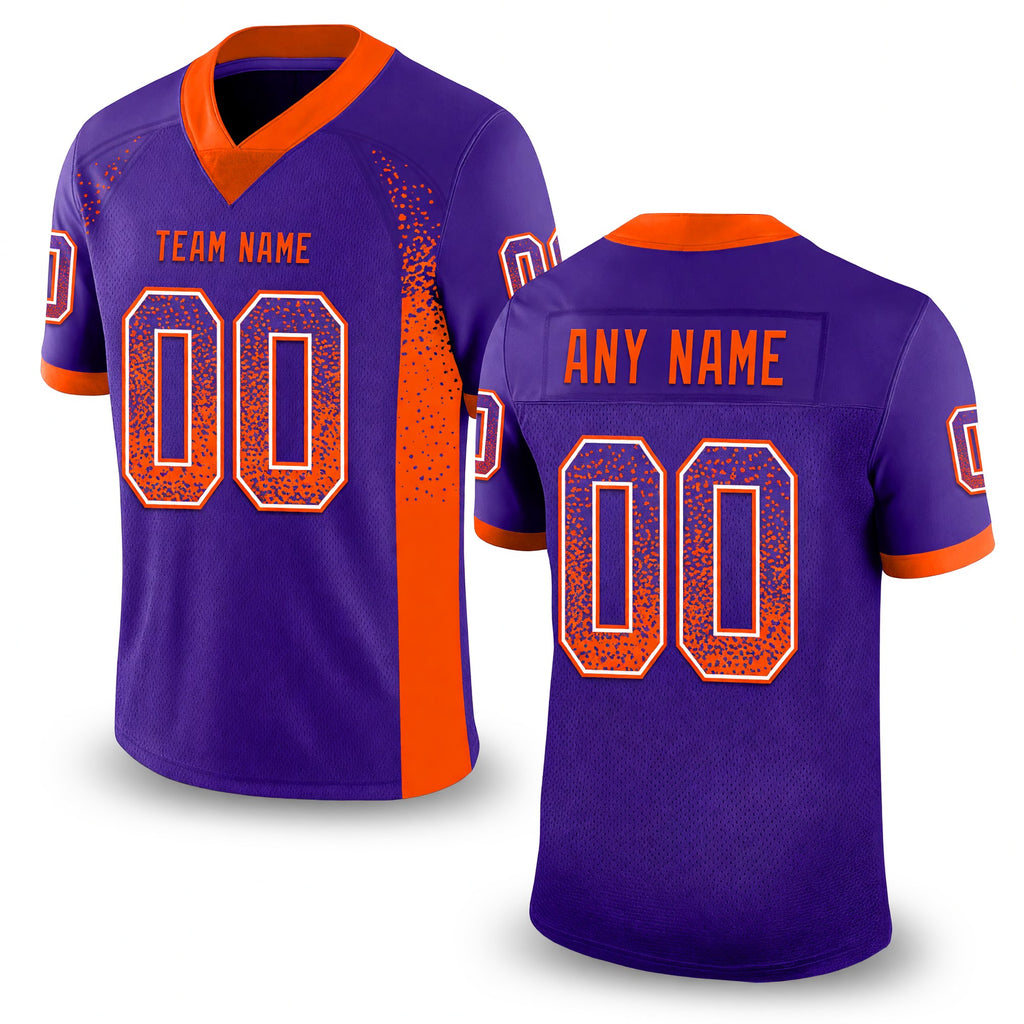 Custom Purple Orange-White Drift Fashion Football Jersey