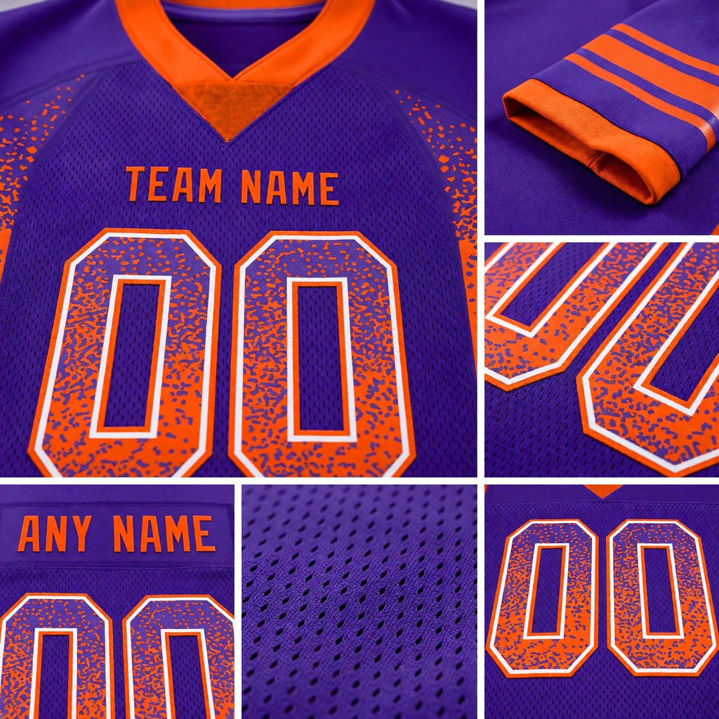 Custom Purple Orange-White Drift Fashion Football Jersey detail