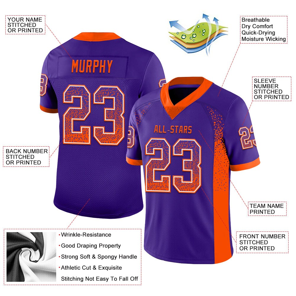 Custom Purple Orange-White Drift Fashion Football Jersey photo 3