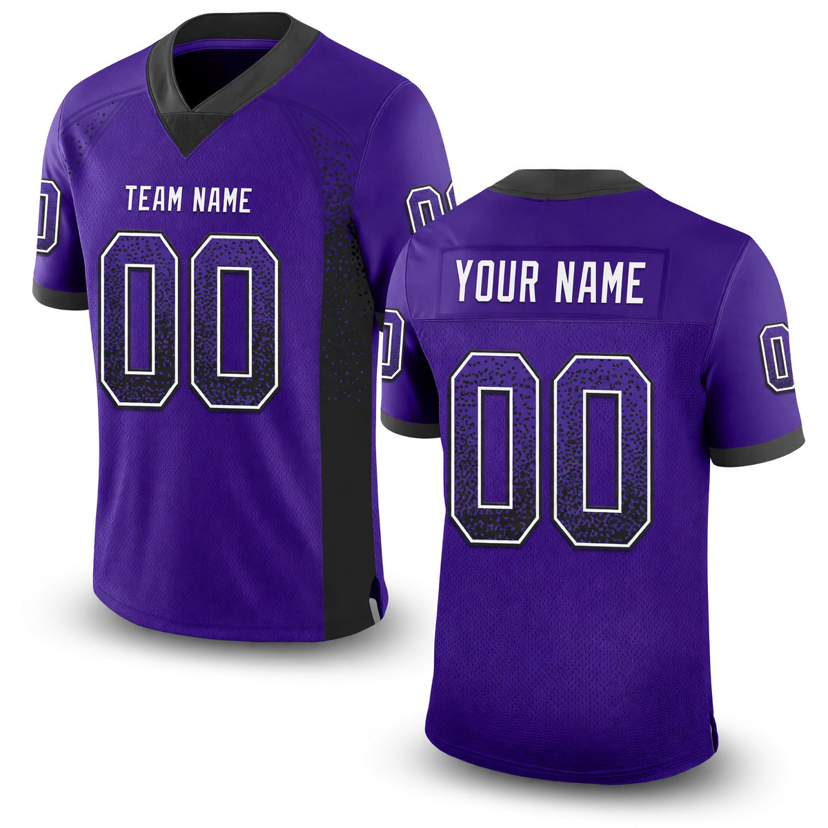 Custom Purple Black-White Drift Fashion Football Jersey