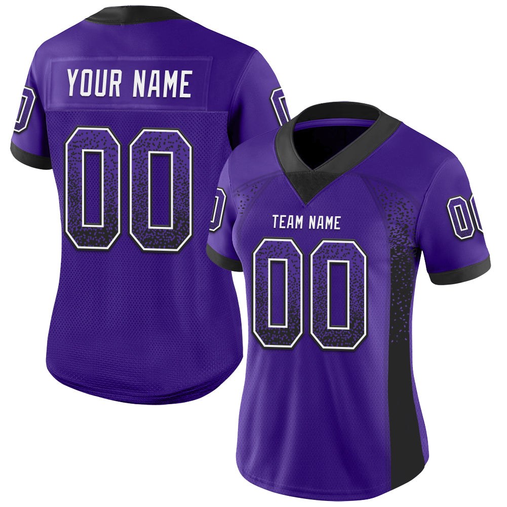 Custom Purple Black-White Drift Fashion Football Jersey photo 2