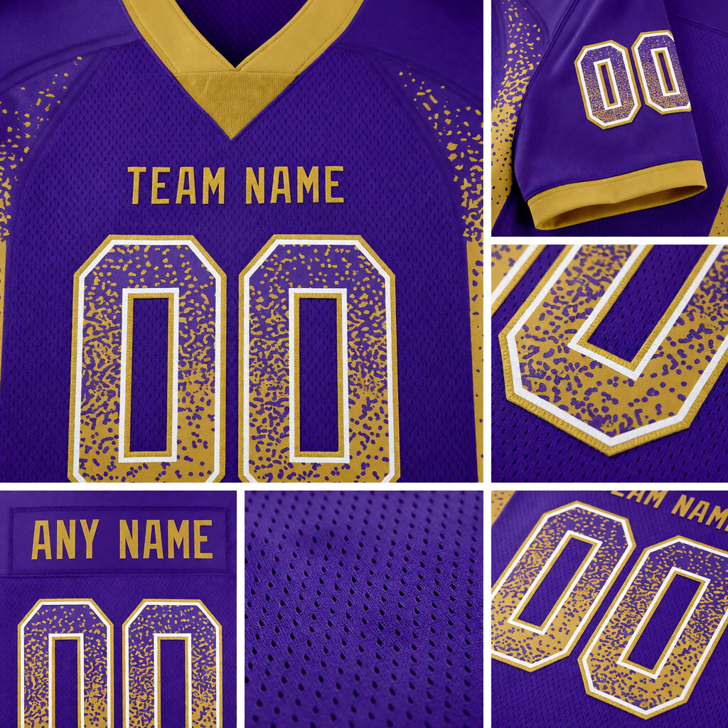 Custom Purple Old Gold-White Drift Fashion Football Jersey detail