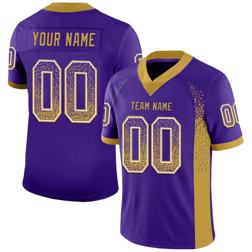 Custom Purple Old Gold-White Drift Fashion Football Jersey photo 1