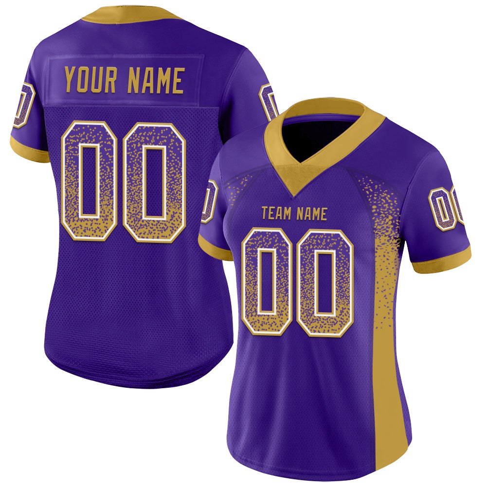 Custom Purple Old Gold-White Drift Fashion Football Jersey photo 2