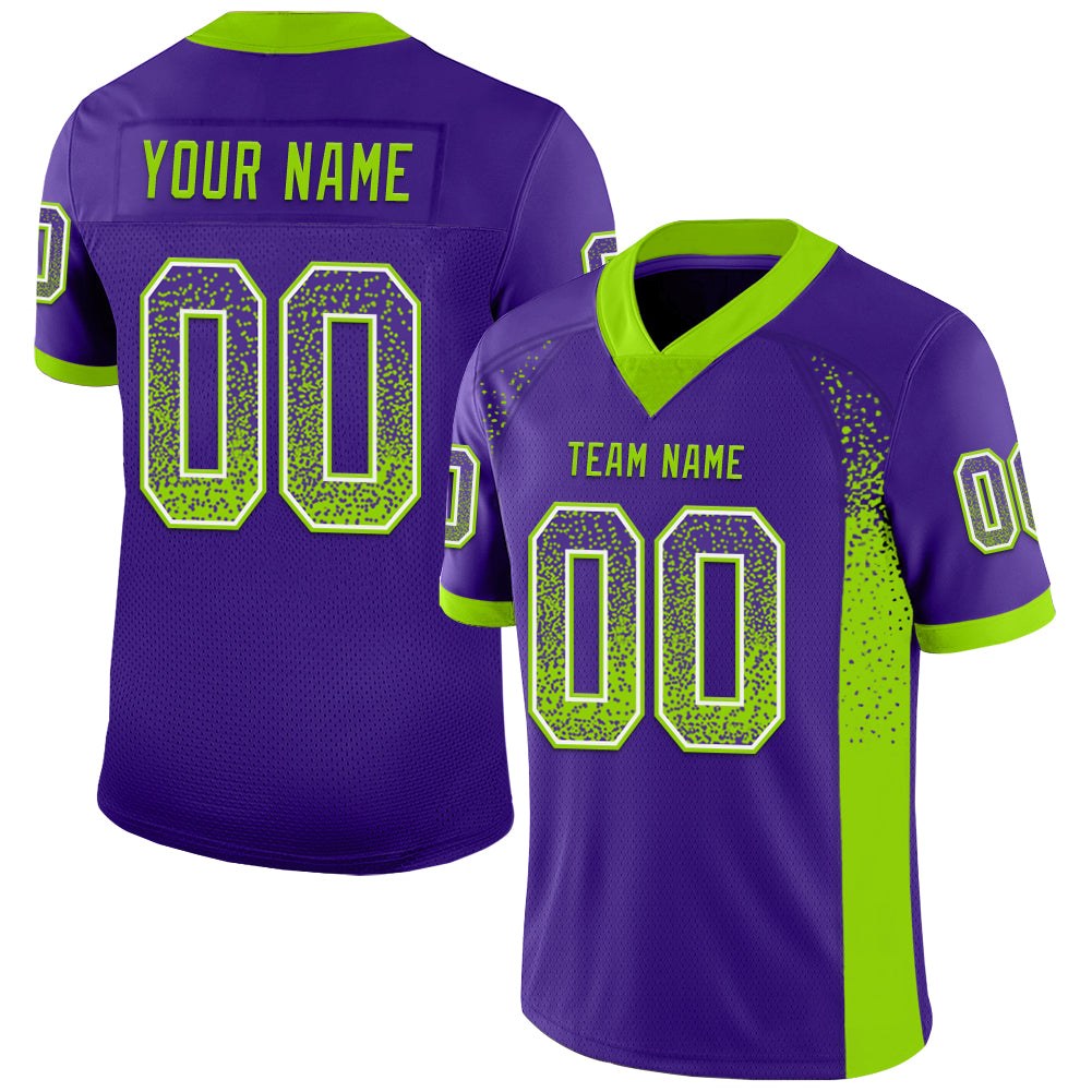 Custom Purple Neon Green-White Drift Fashion Football Jersey photo 1