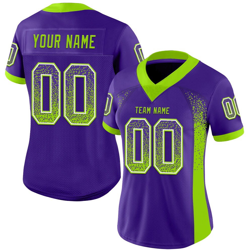 Custom Purple Neon Green-White Drift Fashion Football Jersey photo 2