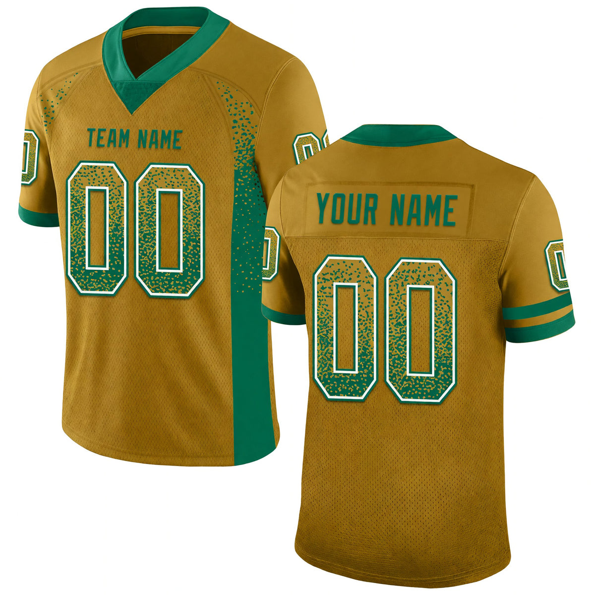 Custom Old Gold Kelly Green-White Drift Fashion Football Jersey