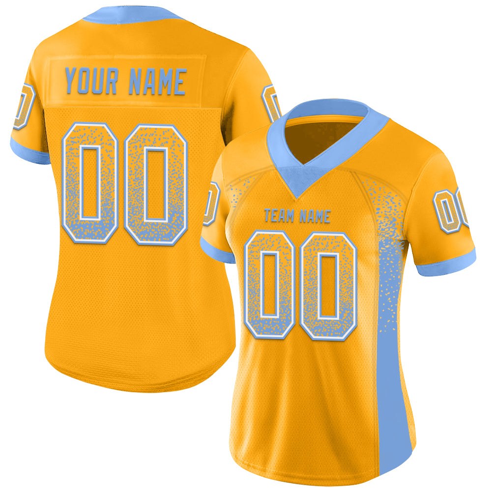 Custom Gold Powder Blue-White Drift Fashion Football Jersey photo 2