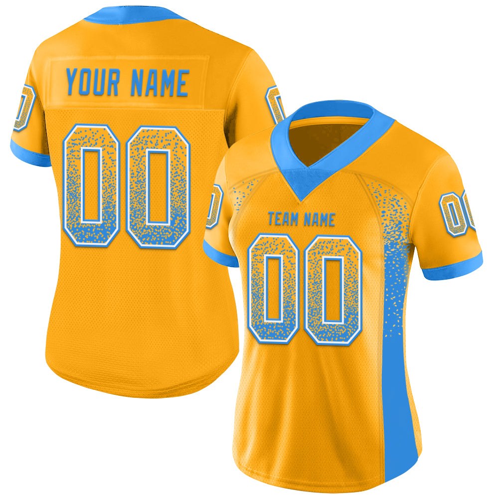 Custom Gold Powder Blue-White Drift Fashion Football Jersey photo 2