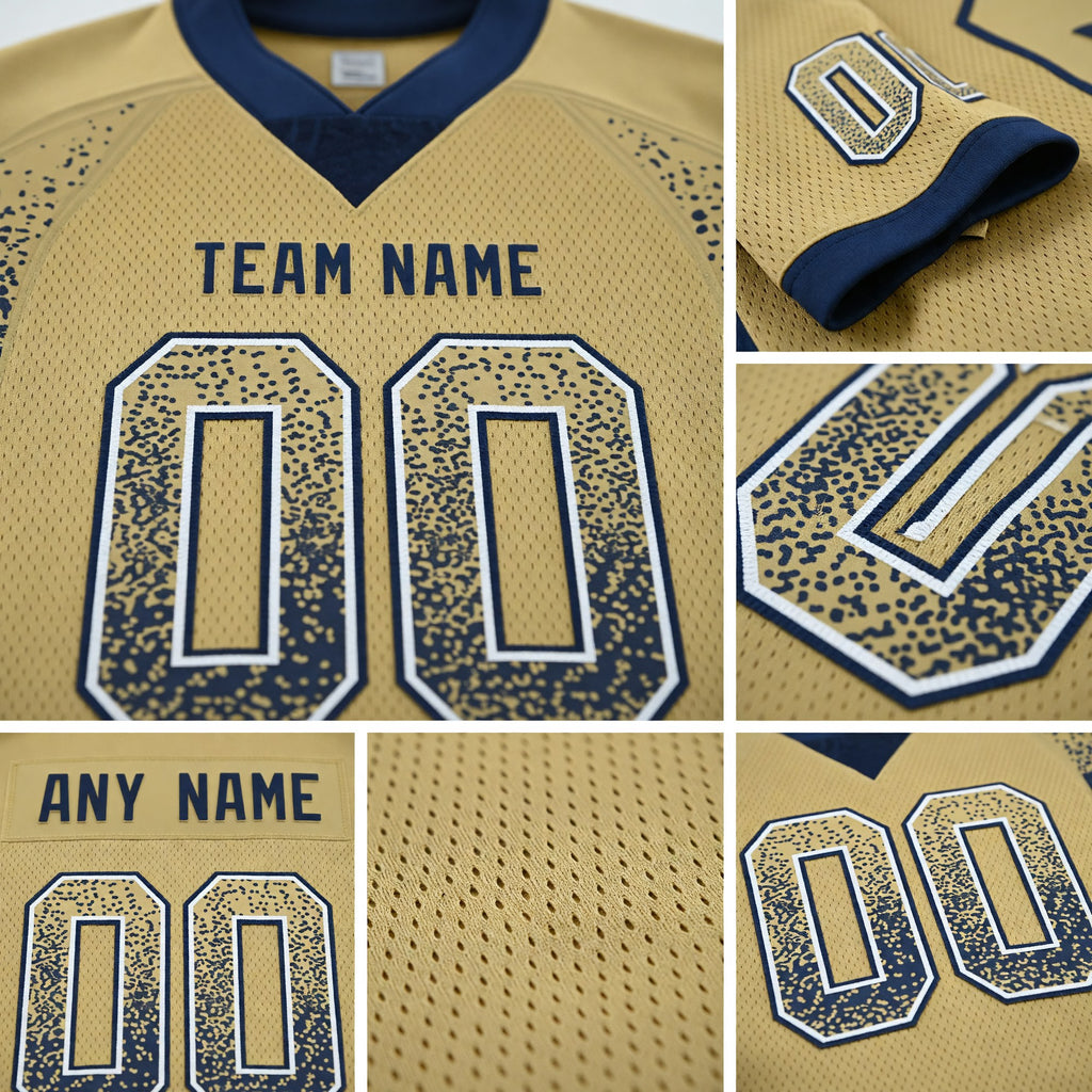 Custom Vegas Gold Navy-White Drift Fashion Football Jersey detail