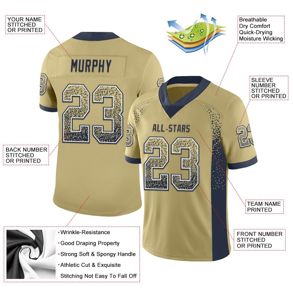 Custom Vegas Gold Navy-White Drift Fashion Football Jersey photo 2
